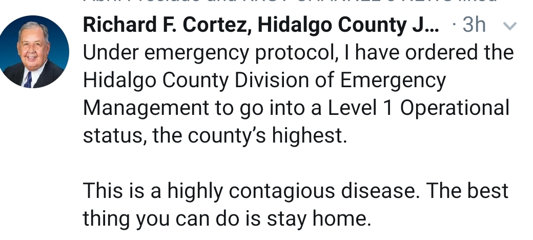 Hidalgo County judge urges people to stay home,  McAllen resident tests positive with COVID-19